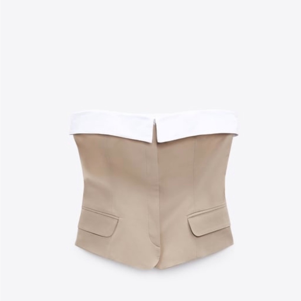 NWT Zara Mixed Gabardine Top